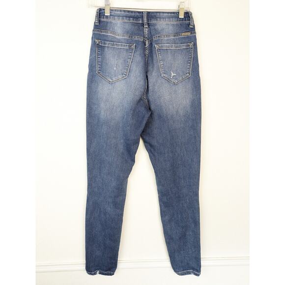 Kancan Denim Jeans High Waisted Ankle Skinny Distressed Boho Blue Size 27 - Picture 4 of 12